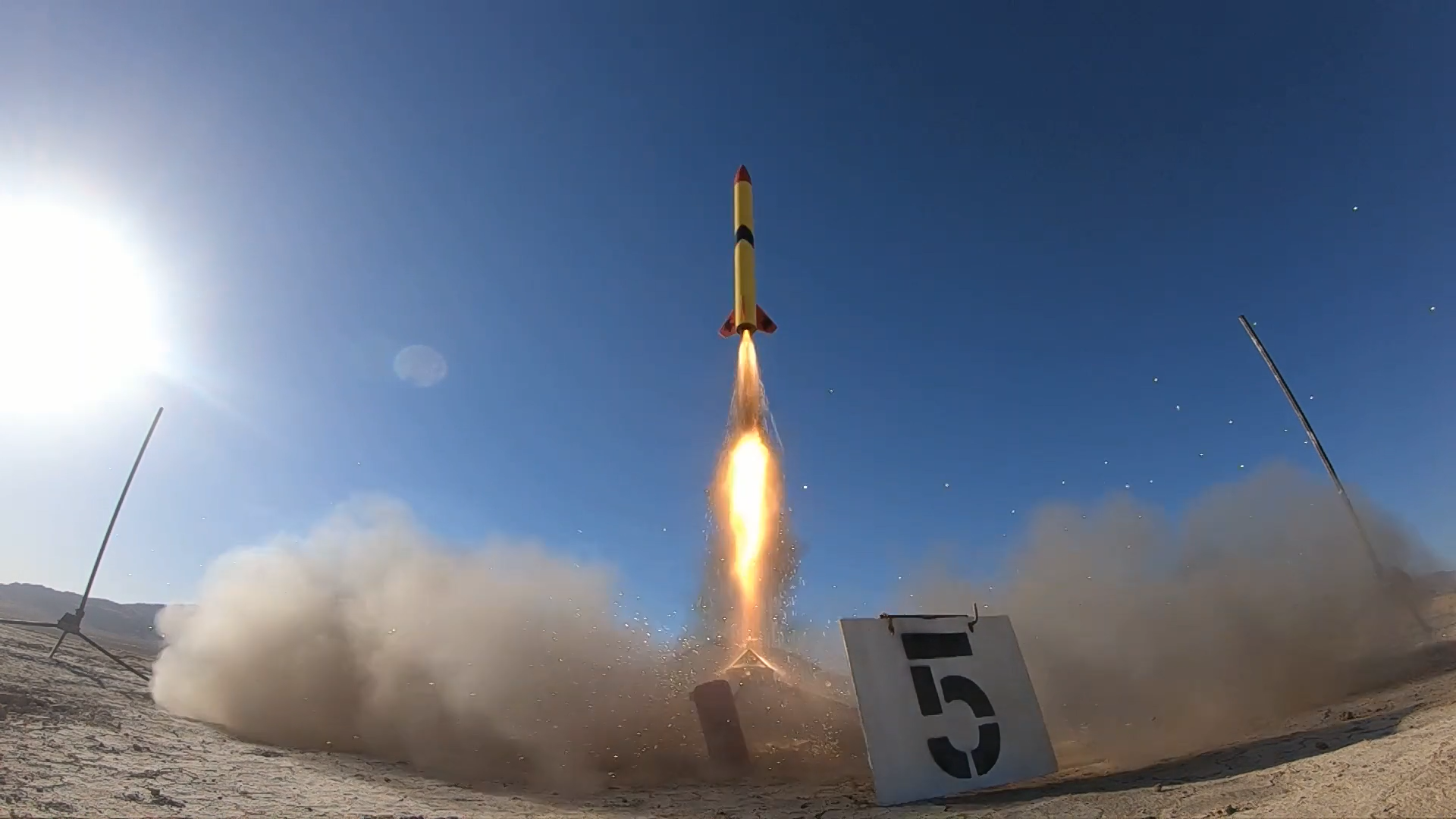 Still photo of a rocket launch